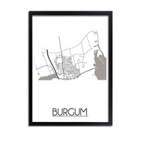 Karte Burgum Stadtplanposter - Weiß Schwarz Grau