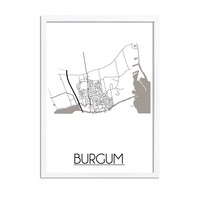 Karte Burgum Stadtplanposter - Weiß Schwarz Grau