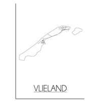 Karte Vlieland Stadtplanposter - Weiß Schwarz Grau