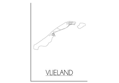 DesignClaud Karte Vlieland Stadtplanposter - Weiß Schwarz Grau
