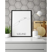 Karte Vlieland Stadtplanposter - Weiß Schwarz Grau