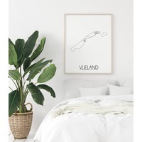 Karte Vlieland Stadtplanposter - Weiß Schwarz Grau