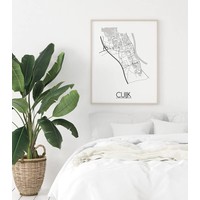 Cuijk Stadtplan-poster - Weiß Schwarz Grau
