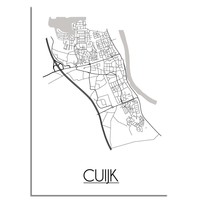 Cuijk Stadtplan-poster - Weiß Schwarz Grau