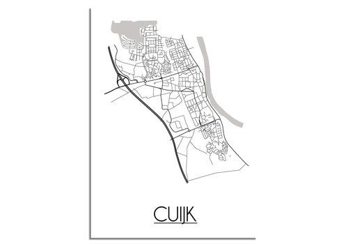 DesignClaud Cuijk Stadtplan-poster - Weiß Schwarz Grau