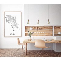 Cuijk Stadtplan-poster - Weiß Schwarz Grau