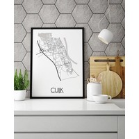 Cuijk Stadtplan-poster - Weiß Schwarz Grau