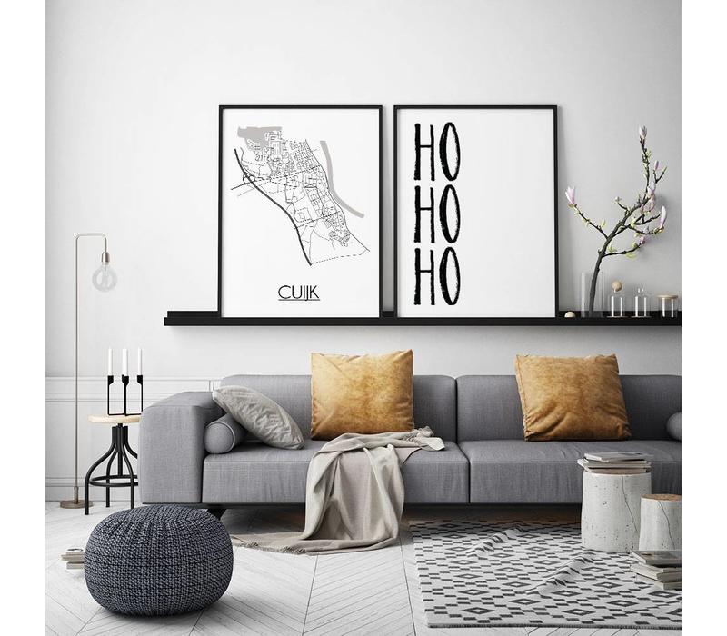 Cuijk Stadtplan-poster - Weiß Schwarz Grau