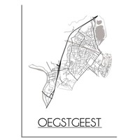Oegstgeest Stadtplan-poster - Weiß Schwarz Grau
