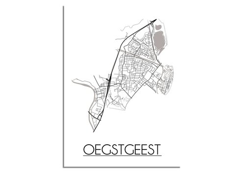 DesignClaud Oegstgeest Stadtplan-poster - Weiß Schwarz Grau
