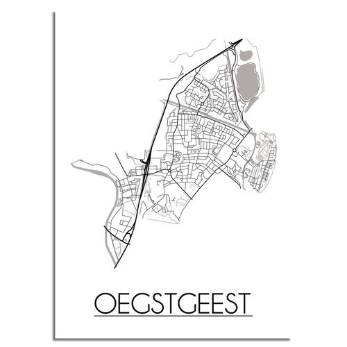 Oegstgeest Stadtplan-poster - Weiß Schwarz Grau 