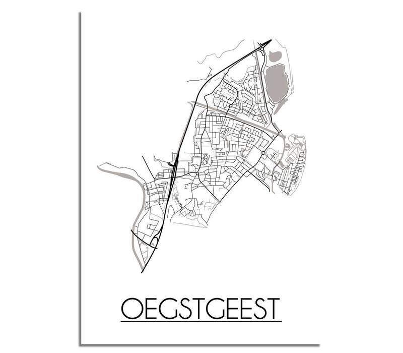 Oegstgeest Stadtplan-poster - Weiß Schwarz Grau