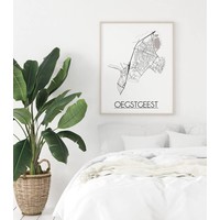 Oegstgeest Stadtplan-poster - Weiß Schwarz Grau