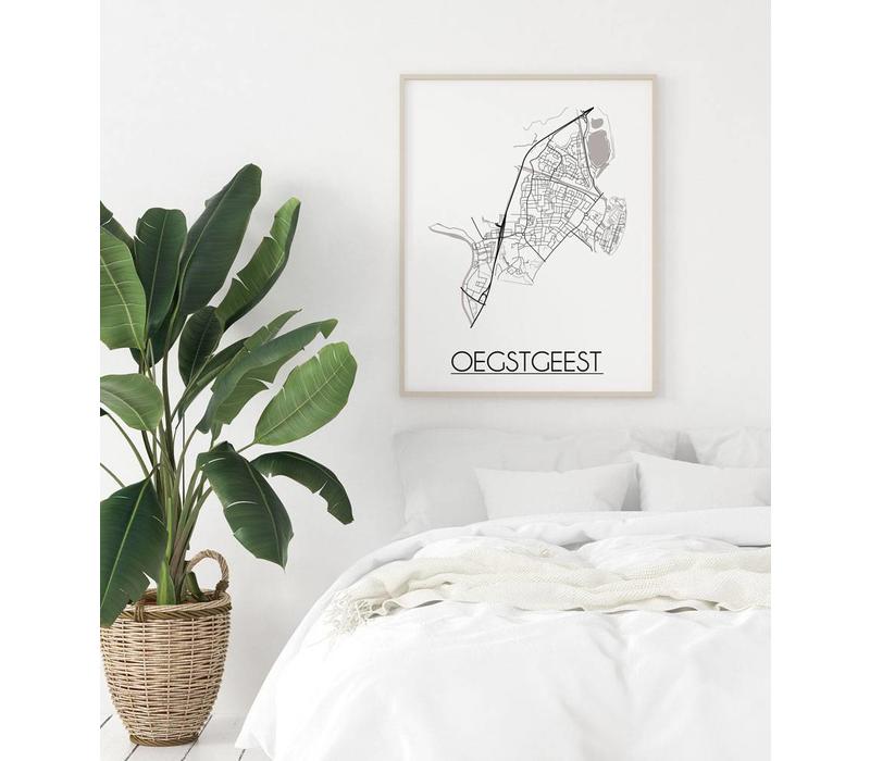 Oegstgeest Stadtplan-poster - Weiß Schwarz Grau