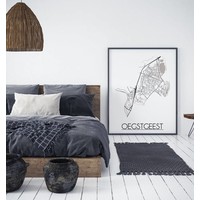 Oegstgeest Stadtplan-poster - Weiß Schwarz Grau