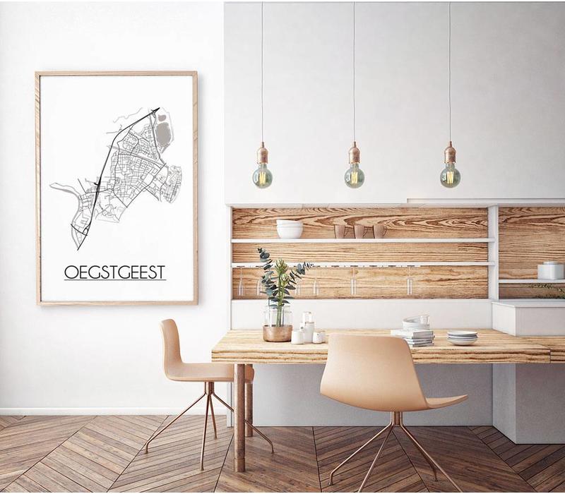 Oegstgeest Stadtplan-poster - Weiß Schwarz Grau