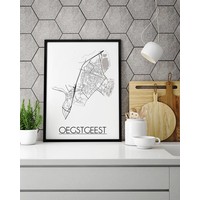 Oegstgeest Stadtplan-poster - Weiß Schwarz Grau