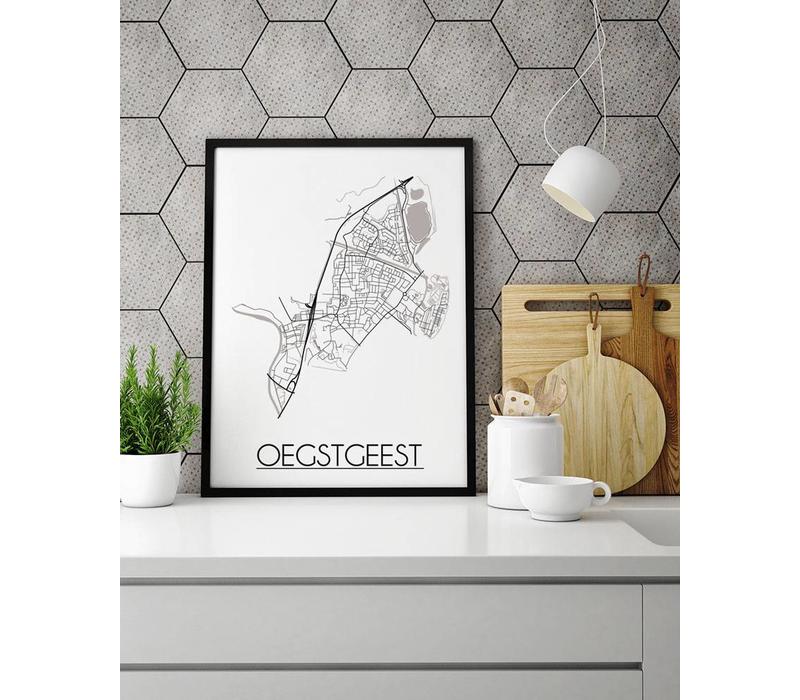 Oegstgeest Stadtplan-poster - Weiß Schwarz Grau