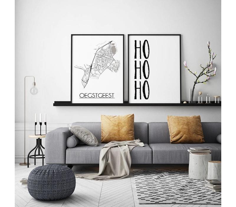 Oegstgeest Stadtplan-poster - Weiß Schwarz Grau