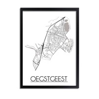 Oegstgeest Stadtplan-poster - Weiß Schwarz Grau