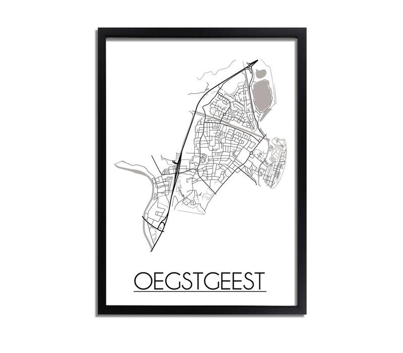 Oegstgeest Stadtplan-poster - Weiß Schwarz Grau