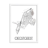 Oegstgeest Stadtplan-poster - Weiß Schwarz Grau