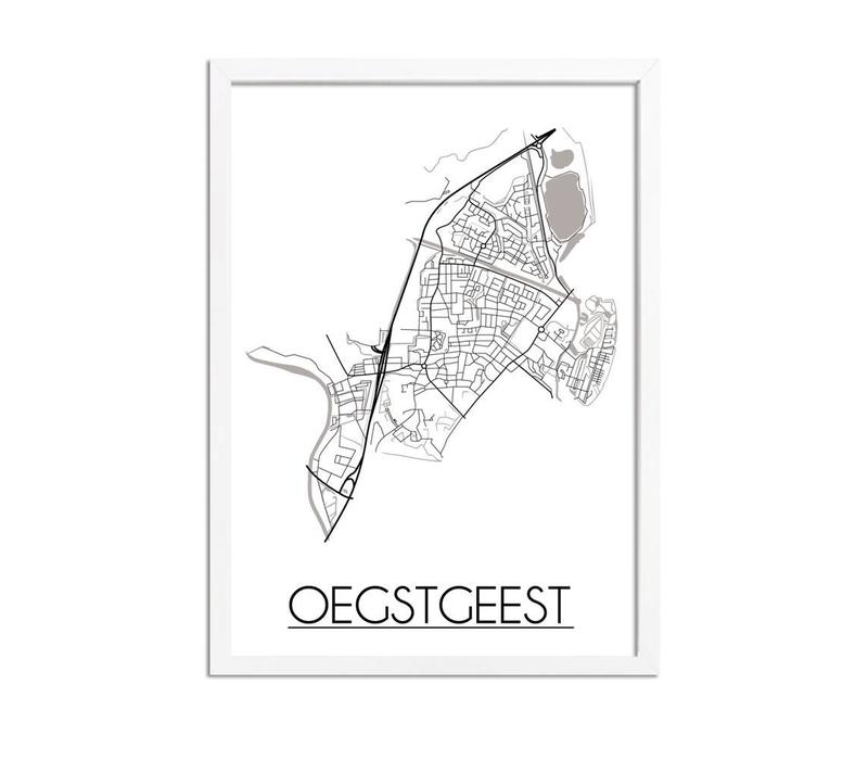 Oegstgeest Stadtplan-poster - Weiß Schwarz Grau