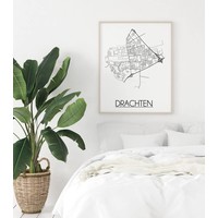Drachten Stadtplan-poster - Weiß Schwarz Grau