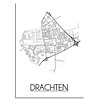 Drachten Stadtplan-poster - Weiß Schwarz Grau