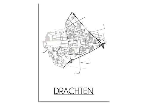 DesignClaud Drachten Stadtplan-poster - Weiß Schwarz Grau