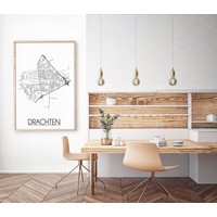 Drachten Stadtplan-poster - Weiß Schwarz Grau