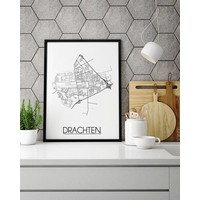 Drachten Stadtplan-poster - Weiß Schwarz Grau