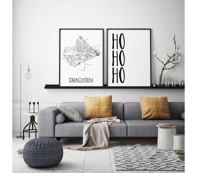 Drachten Stadtplan-poster - Weiß Schwarz Grau