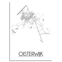 Oisterwijk Stadtplan-poster - Weiß Schwarz Grau