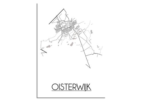 DesignClaud Oisterwijk Stadtplan-poster - Weiß Schwarz Grau