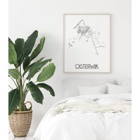 Oisterwijk Stadtplan-poster - Weiß Schwarz Grau