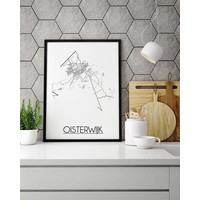 Oisterwijk Stadtplan-poster - Weiß Schwarz Grau