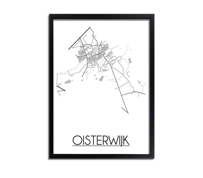 Oisterwijk Stadtplan-poster - Weiß Schwarz Grau