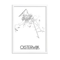 Oisterwijk Stadtplan-poster - Weiß Schwarz Grau