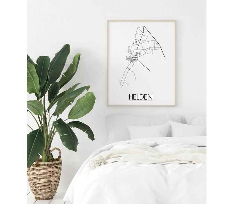Helden Stadtplan-poster - Weiß Schwarz Grau