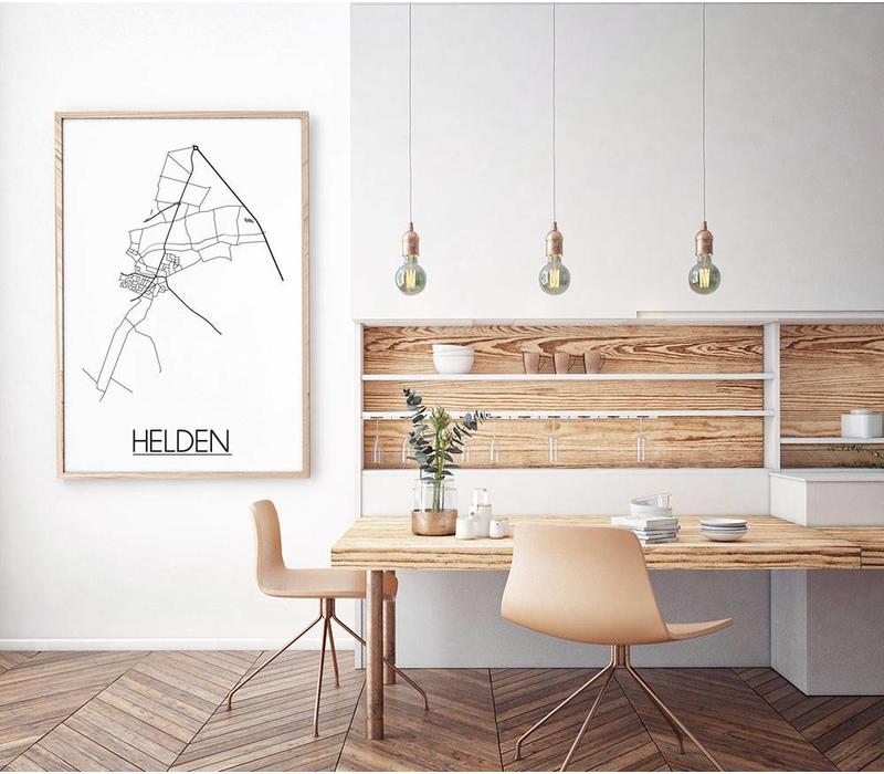 Helden Stadtplan-poster - Weiß Schwarz Grau