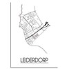 Leiderdorp Stadtplan-poster - Weiß Schwarz Grau