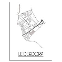 Leiderdorp Stadtplan-poster - Weiß Schwarz Grau