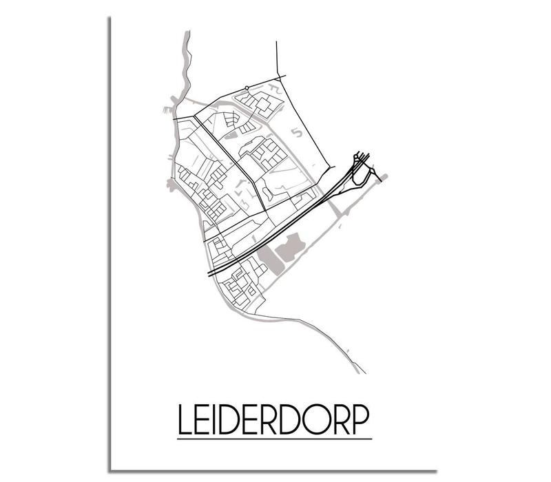 Leiderdorp Stadtplan-poster - Weiß Schwarz Grau