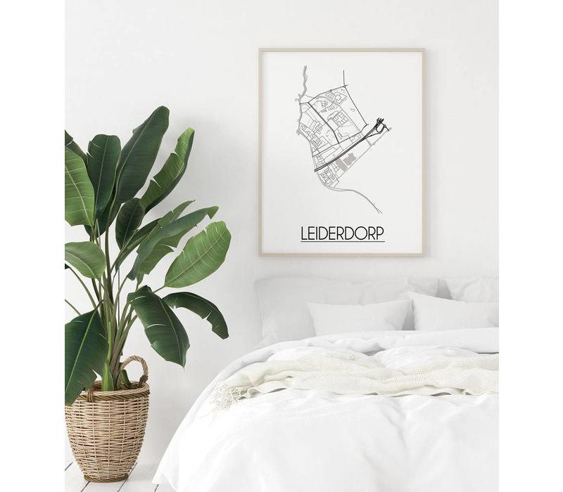 Leiderdorp Stadtplan-poster - Weiß Schwarz Grau