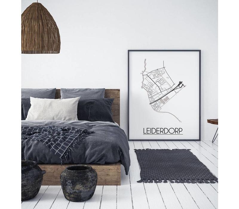 Leiderdorp Stadtplan-poster - Weiß Schwarz Grau