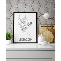 Leiderdorp Stadtplan-poster - Weiß Schwarz Grau
