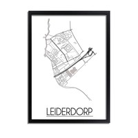 Leiderdorp Stadtplan-poster - Weiß Schwarz Grau