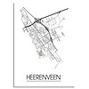 DesignClaud Heerenveen Stadtplan-poster - Weiß Schwarz Grau