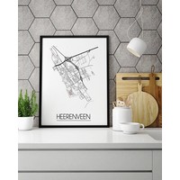 Heerenveen Stadtplan-poster - Weiß Schwarz Grau